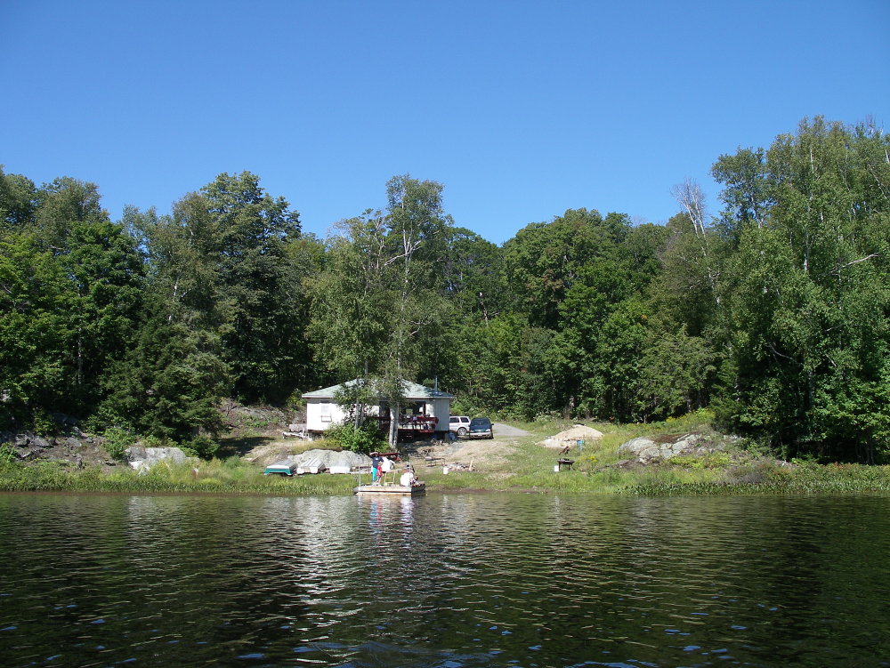 The club house on the lake in summer